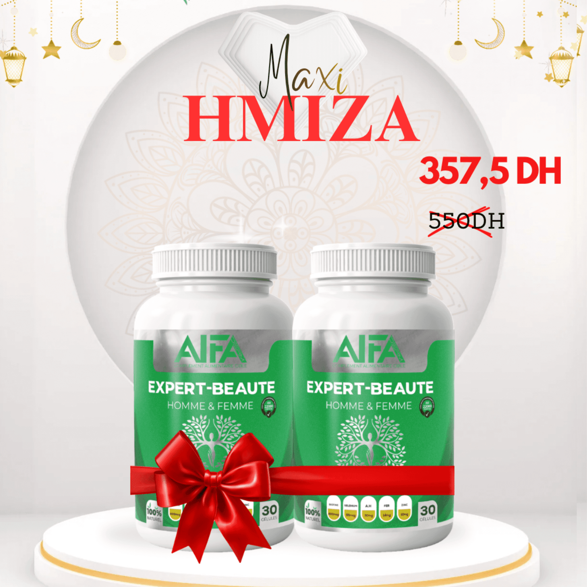Alfaderm ALFADERM EXPERT BEAUTE 30GELULES  PACK 2 - Prix au Maroc