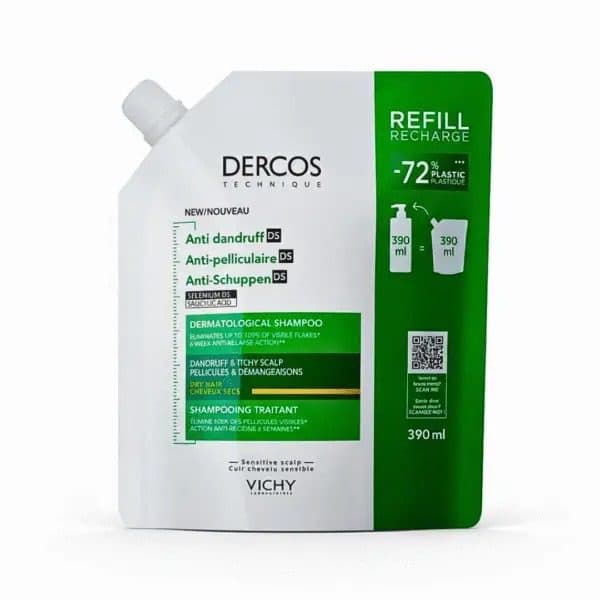 Vichy VICHY DERCOS ECO-RECHARGE SHAMPOOING ANTIPELLICULAIRE CHEVEUX SECS 390ml - Prix au Maroc