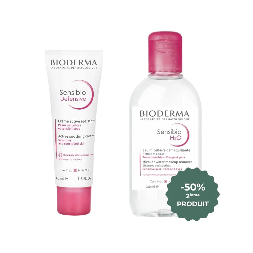 Bioderma BIODERMA DUO SENSIBIO DEFENSIVE CRME ACTIVE APAISANTE 40ML  EAU MICELLAIRE 250ML - Prix au Maroc