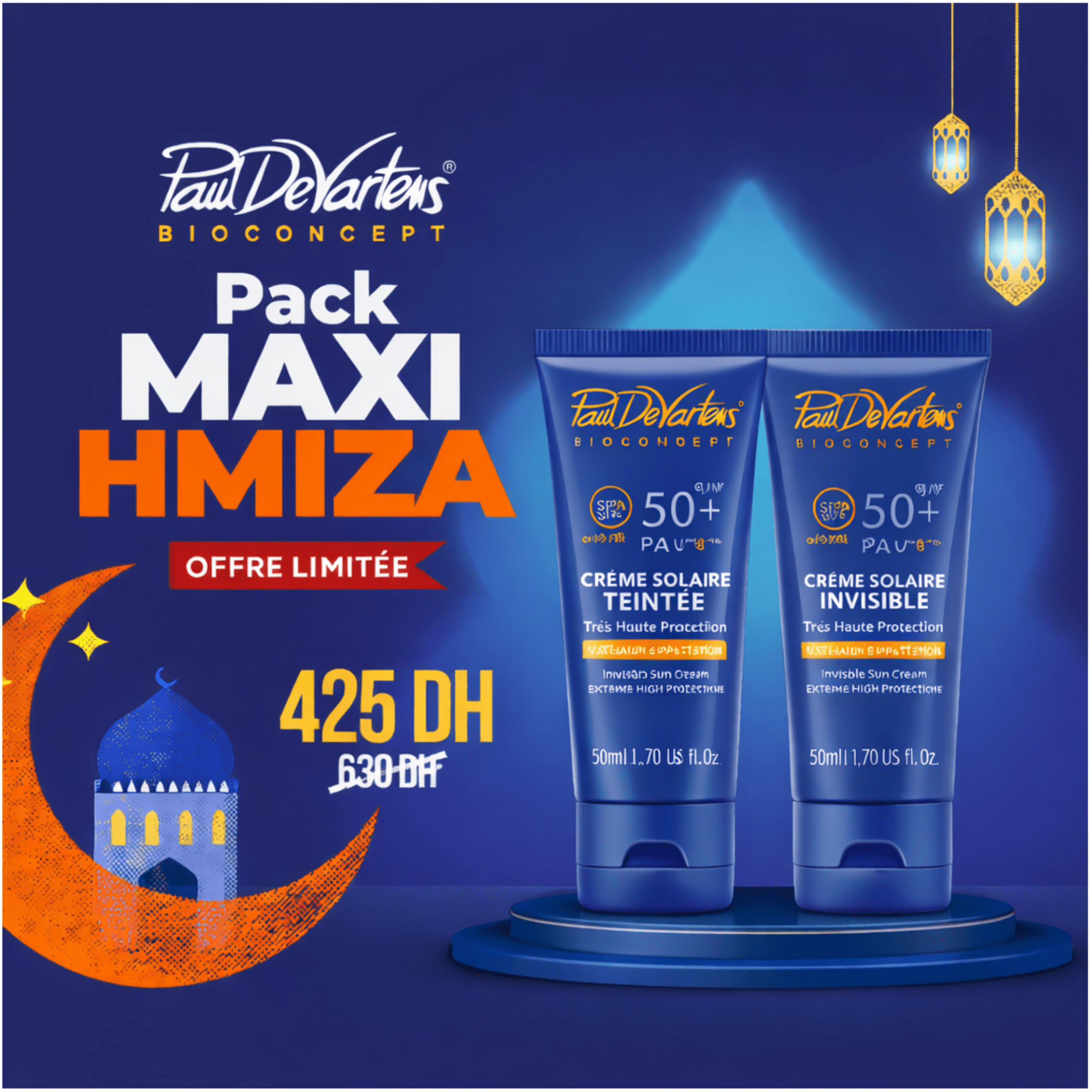 Paul de Vartens PAUL DE VARTENS PACK SPF50  CRME SOLAIRE TEINTE 50ML  INVISIBLE 50ML - Prix au Maroc