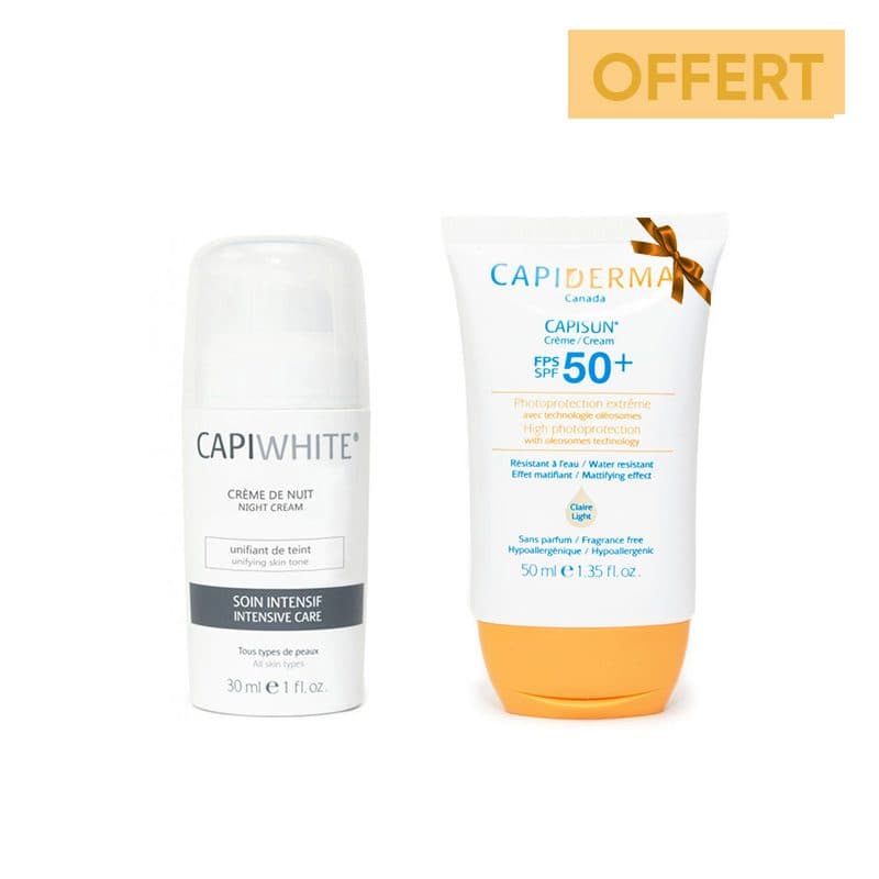 Capiderma CAPIDERMA [CAPIWHITE HQ SOIN DEPIGMENTANT INTENSIF]=[CAPISUN SPF50 ECRAN] OFFERT - Prix au Maroc